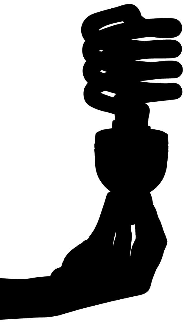 Silhouette of Hand Holding Lightbulb on Transparent Background