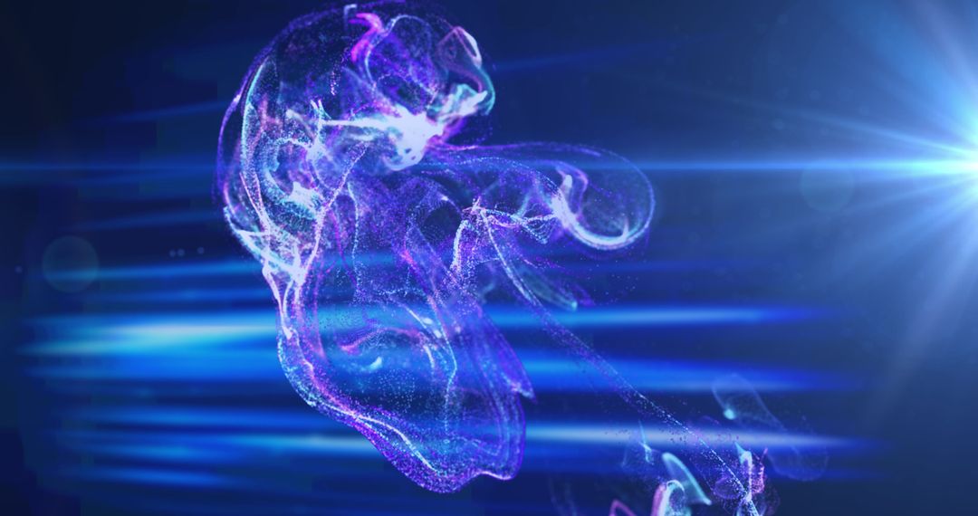 Abstract Glowing Particle Forms with Blue and Pink Lights