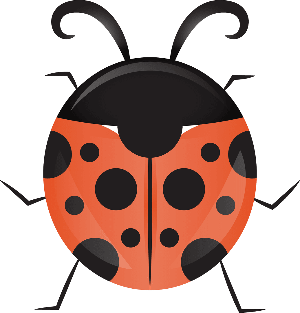 Transparent Ladybug Illustration Featuring Red Beetle Design with Black Spots