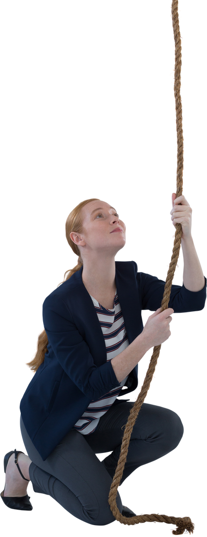 Ambitious Businesswoman Holding Rope, Transparent Background - Download Free Stock Images Pikwizard.com