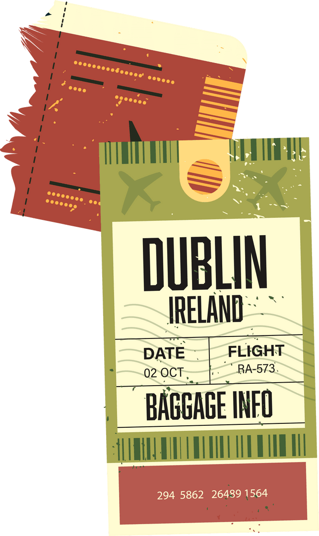 Transparent Vintage Dublin Ticket with Distressed Design