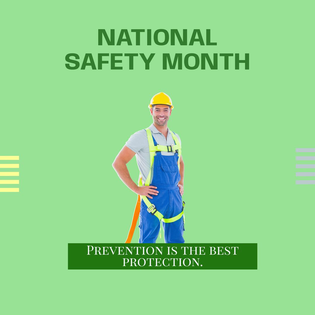 National Safety Month Highlighting Happy Worker in Helmet and Safety Gear - Download Free Stock Templates Pikwizard.com