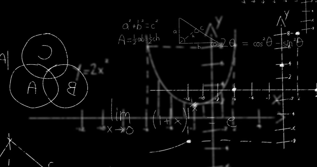 Mathematical Formulas and Shapes on Black Background