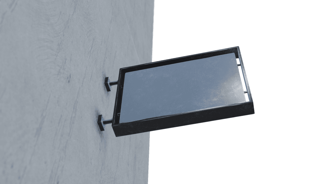 Transparent Sign on Wall with Copy Space on Reflective Surface