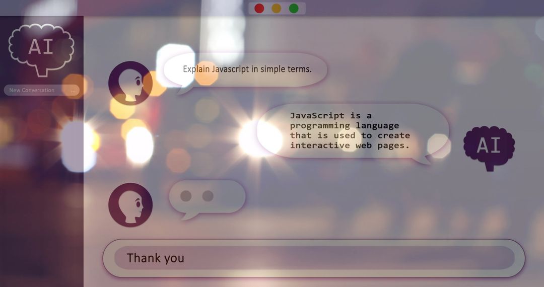 Artificial Intelligence Chat Interface Concept Over Cityscape
