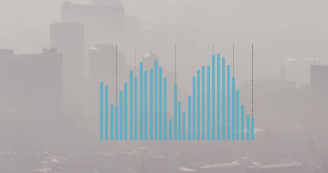 Cityscape with Graph Overlay Signifying Economic Data Analysis