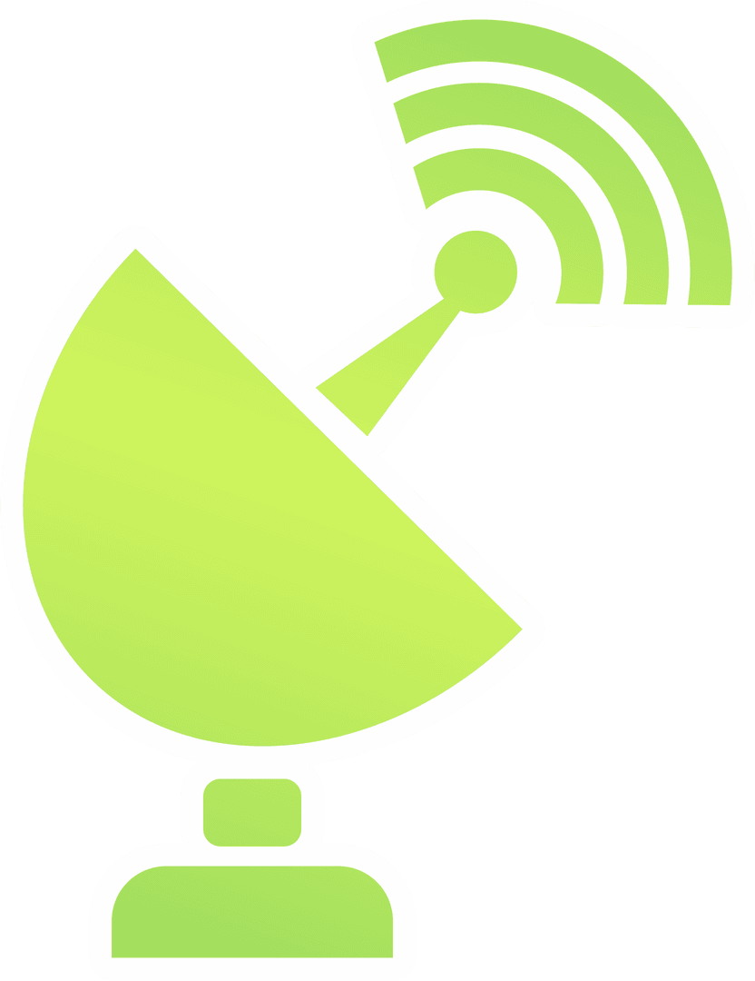 Green Transparent Satellite Antenna with Signal Waves in Vector Style