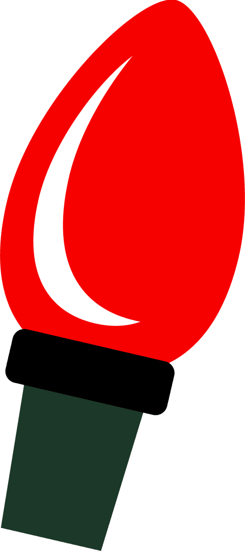 Red Light Bulb Illustration with Surreal Highlights on Transparent Background