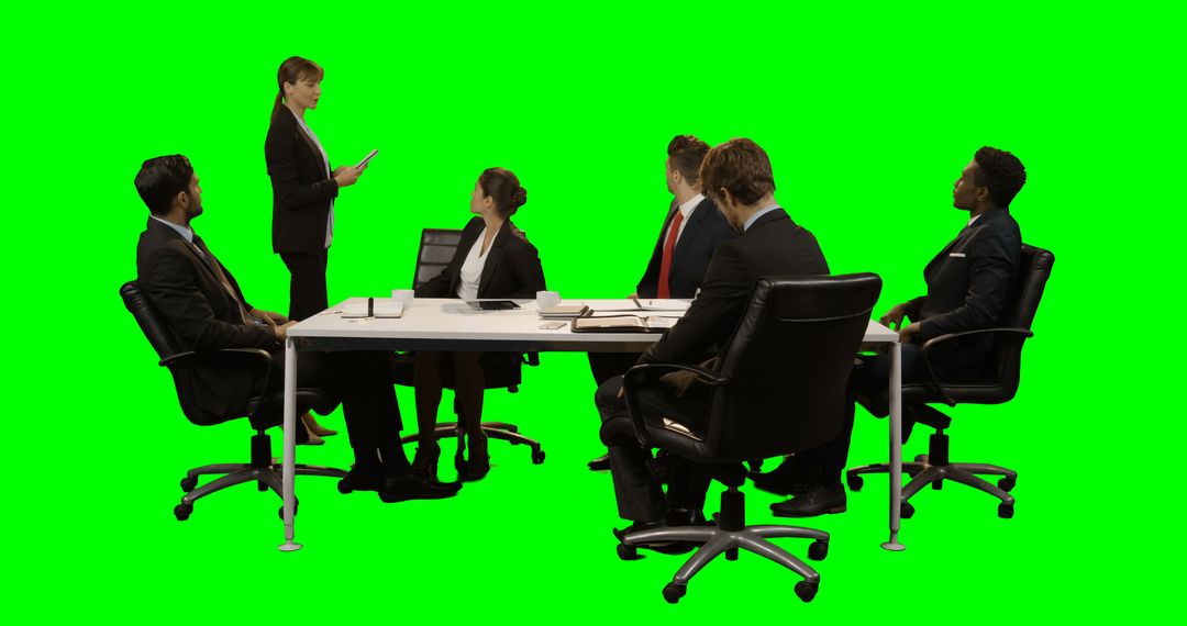 Business Team in Formal Meeting with Green Screen Background - Free Images, Stock Photos and Pictures on Pikwizard.com