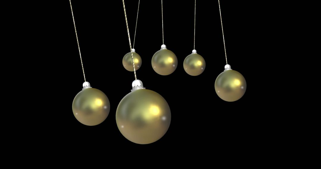 Elegant Gold Christmas Baubles on Black Background - Free Images, Stock Photos and Pictures on Pikwizard.com