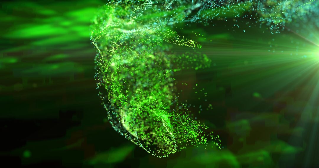 Futuristic Green Particle Cloud with Dynamic Motion