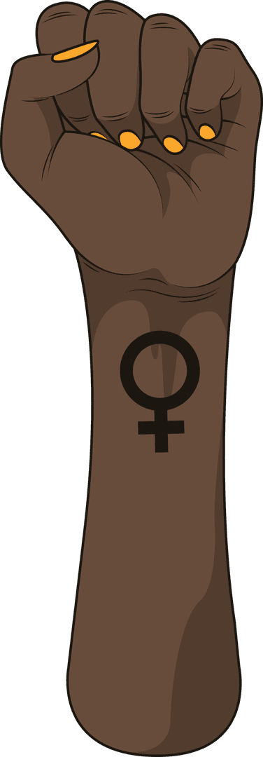 Raised Arm with Feminist Symbol on Transparent Background