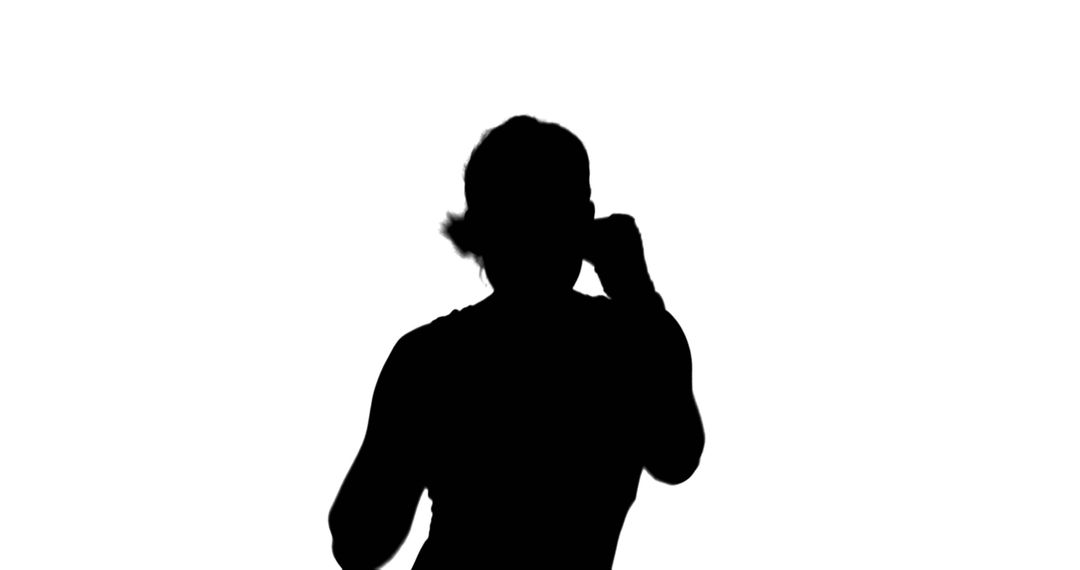 Female Silhouette in Boxing Stance Isolated on White Background - Free Images, Stock Photos and Pictures on Pikwizard.com