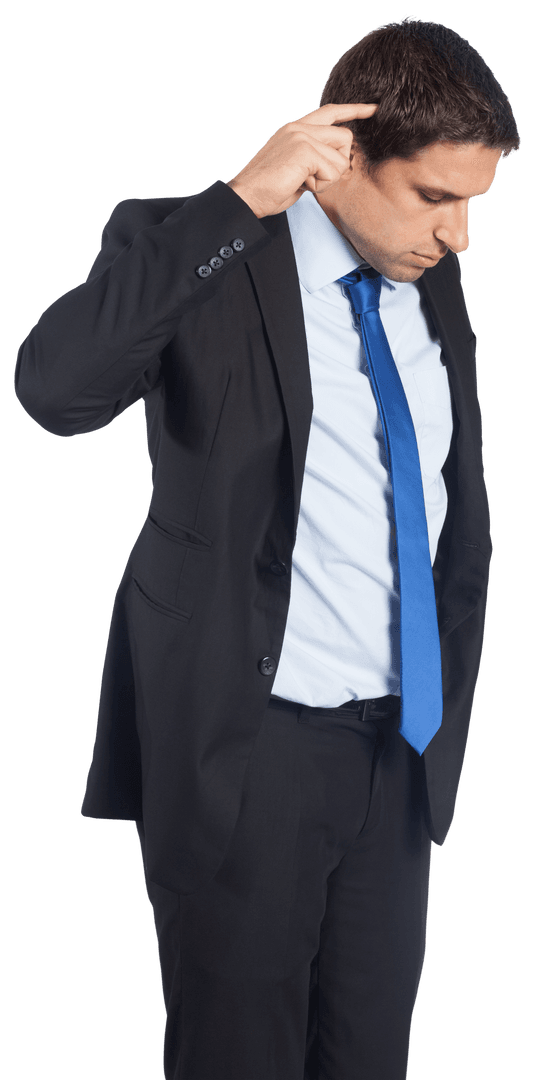 Caucasian Businessman Pointing Isolated on Transparent Background