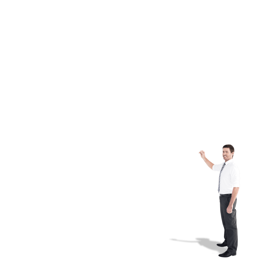 Businessman Pointing with Set Back on Transparent Background