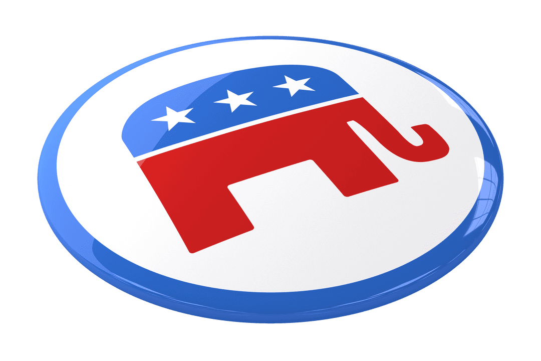 Transparent Political Badge with Republican Elephant Icon