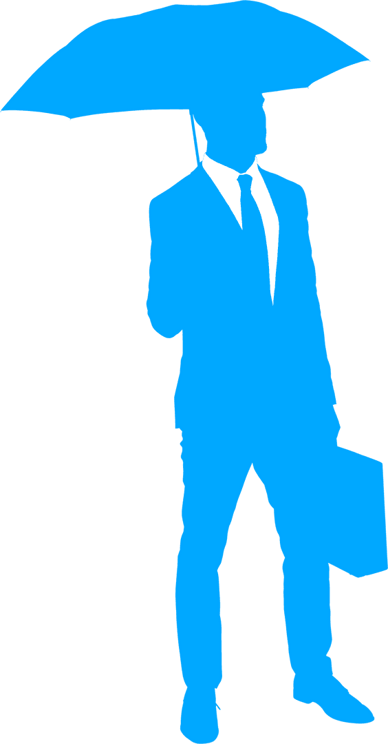 Transparent Silhouette Businessman Holding Umbrella