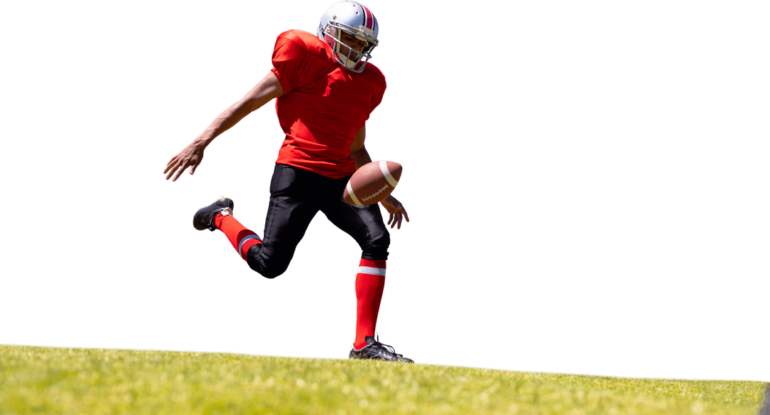 Transparent Image of Football Player Kicking Ball on Isolated Background