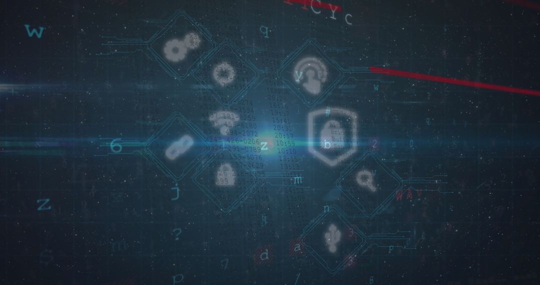 Digital Cybersecurity Concept with Futuristic Icons