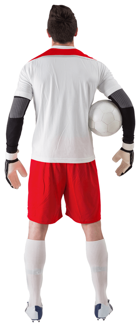 Transparent Background of Male Goalkeeper Holding Soccer Ball