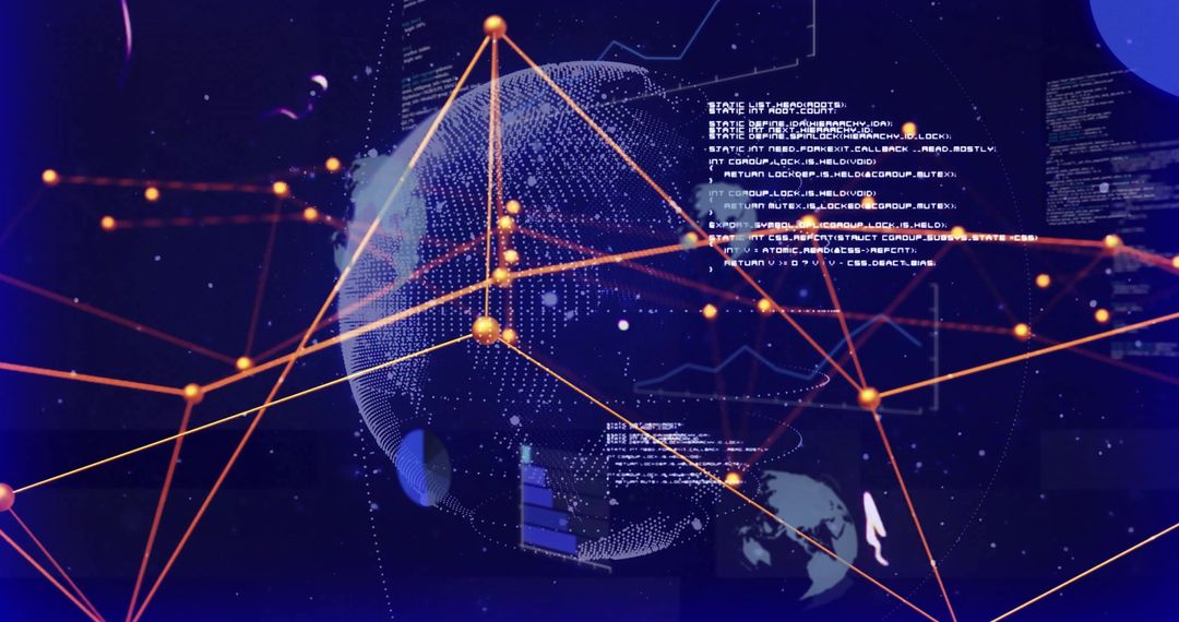 Dotted Globe with Network Nodes Connecting Global Technology