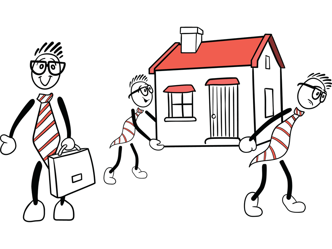 Transparent Cartoon Characters Moving House and Bag