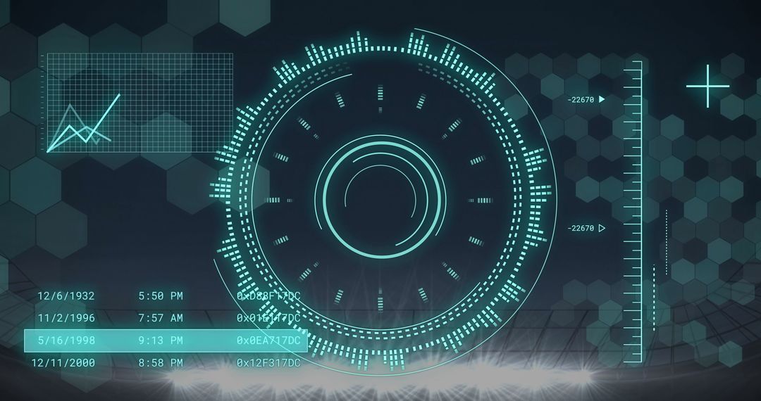 Futuristic Digital Interface with Data Processing Scan
