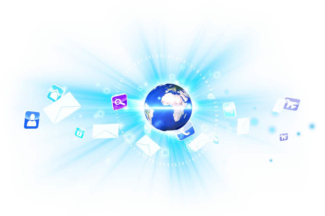 Glowing Globe with Global Communication Icons on Transparent Background - Download Free Stock Images Pikwizard.com