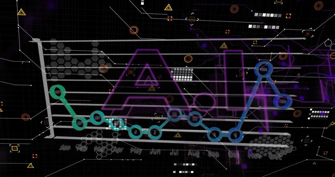 Futuristic AI Data Graph with Geometric Elements