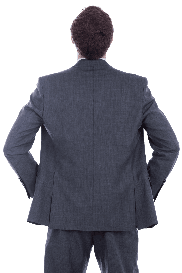 Businessman Standing with Hands on Hips Isolated on Transparent Background