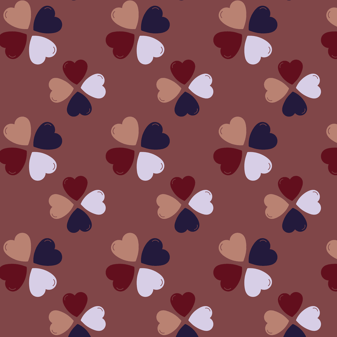 Colorful Heart Pattern on Brown and Transparent Background