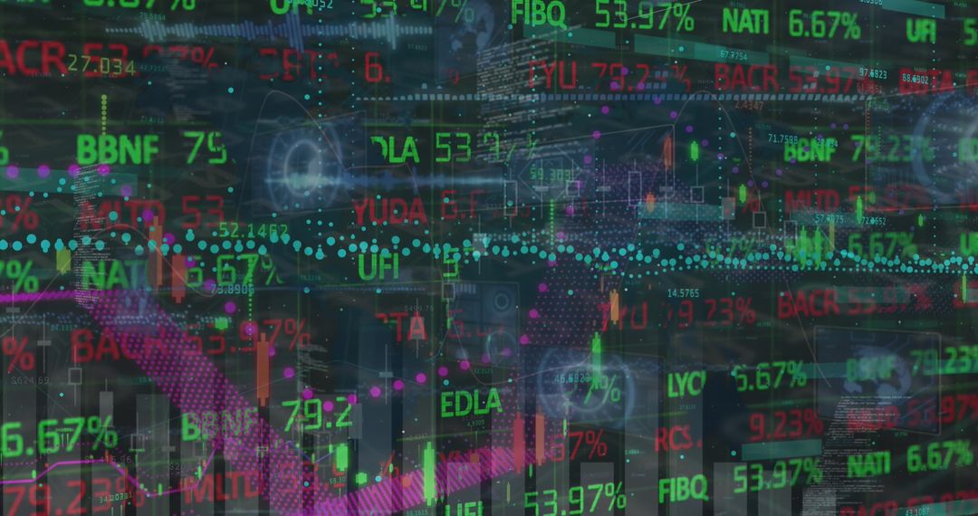 Futuristic Stock Market Data Overlay Visualization
