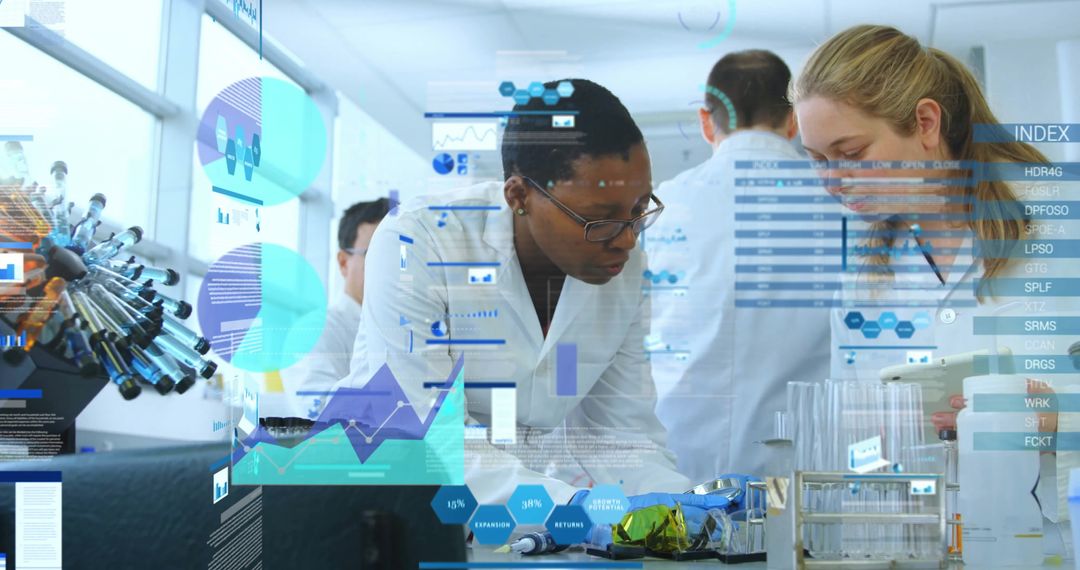 Female Scientists Analyzing Financial Data in Modern Lab