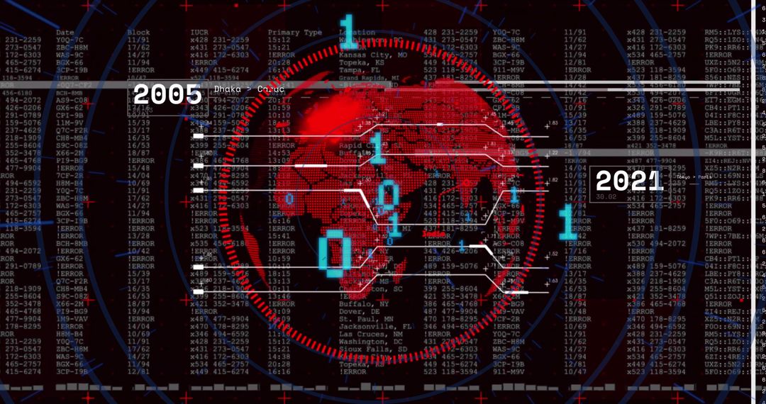 Futuristic Global Cyber Connection with Binary Overlays