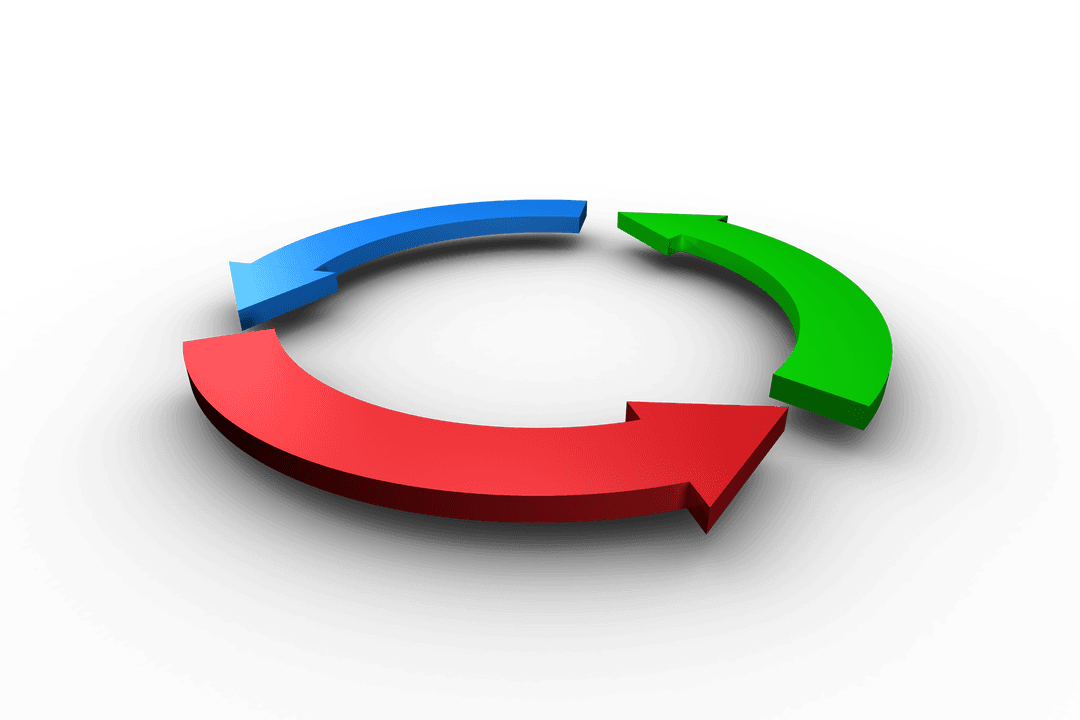 Colorful Circular Arrow Diagram on Transparent Background