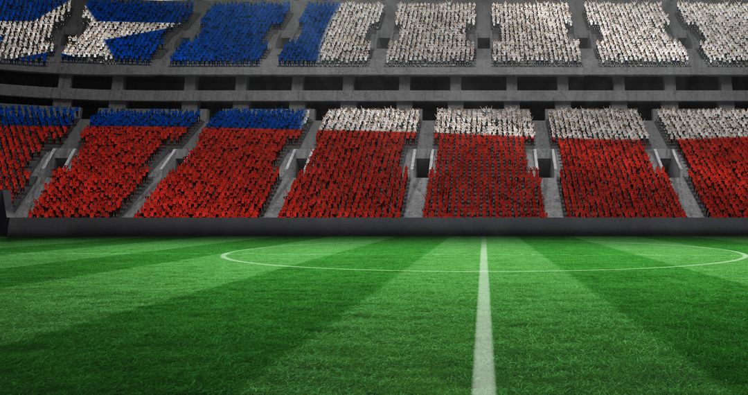 Cuban Flag Displayed on Empty Football Stadium Seats
