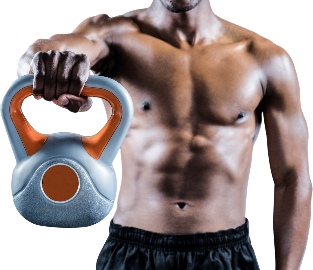 Muscular Male Holding Kettlebell Isolated on Transparent Background - Download Free Stock Images Pikwizard.com