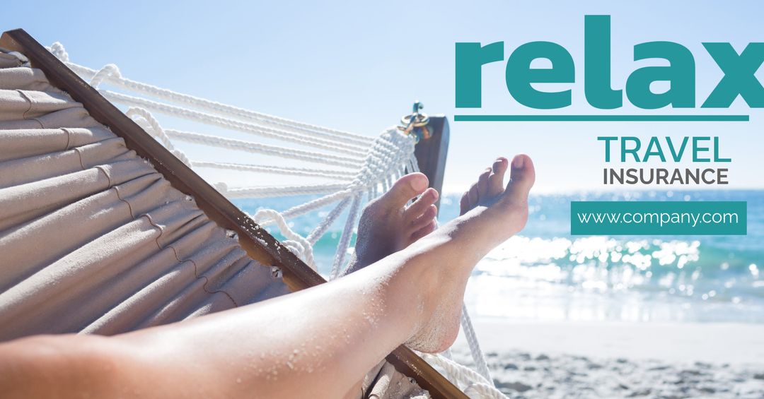 Person Relaxing in Hammock by Beach Promoting Travel Insurance
