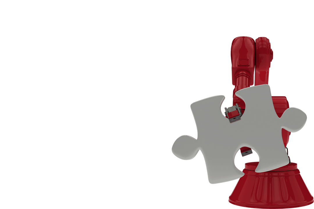 Transparent Robotic Hand Holding Puzzle Piece Concept