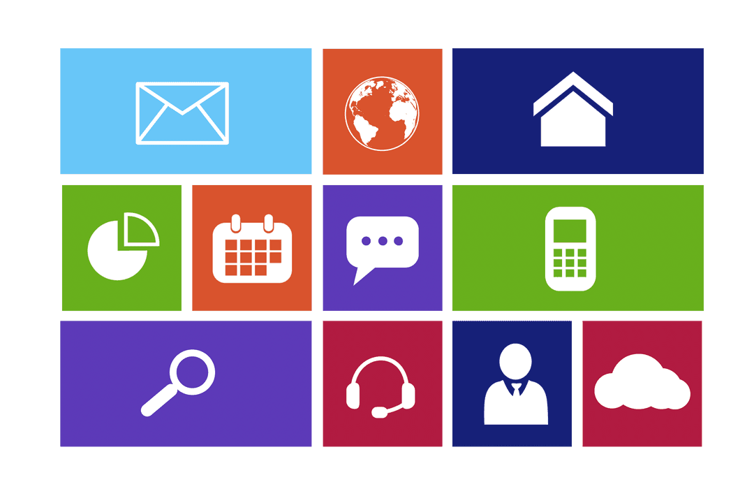 Digital Media Icons Illustration on Transparent Background