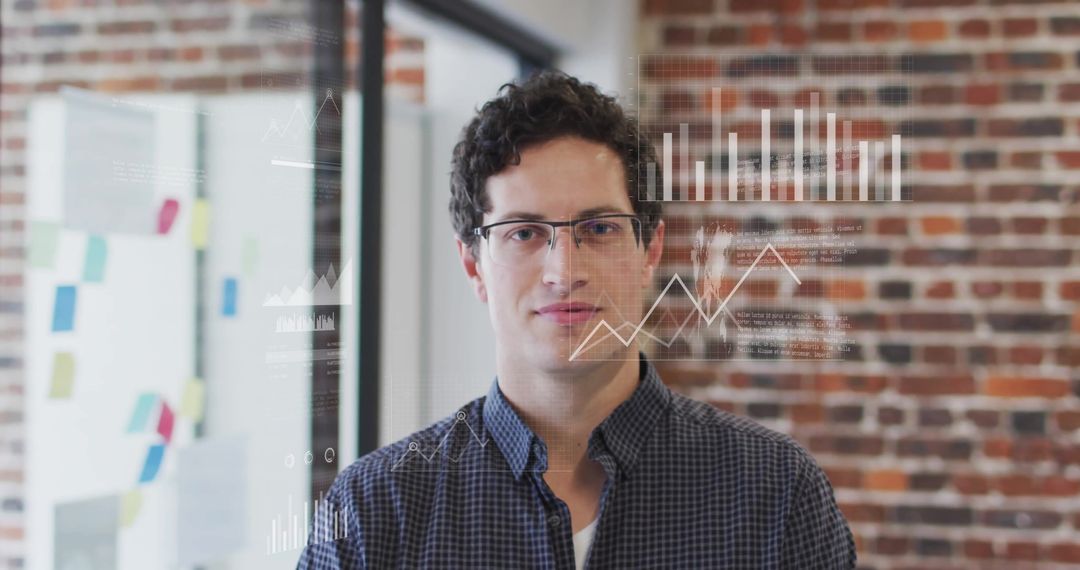 Businessman Analyzing Financial Data Holographic Display
