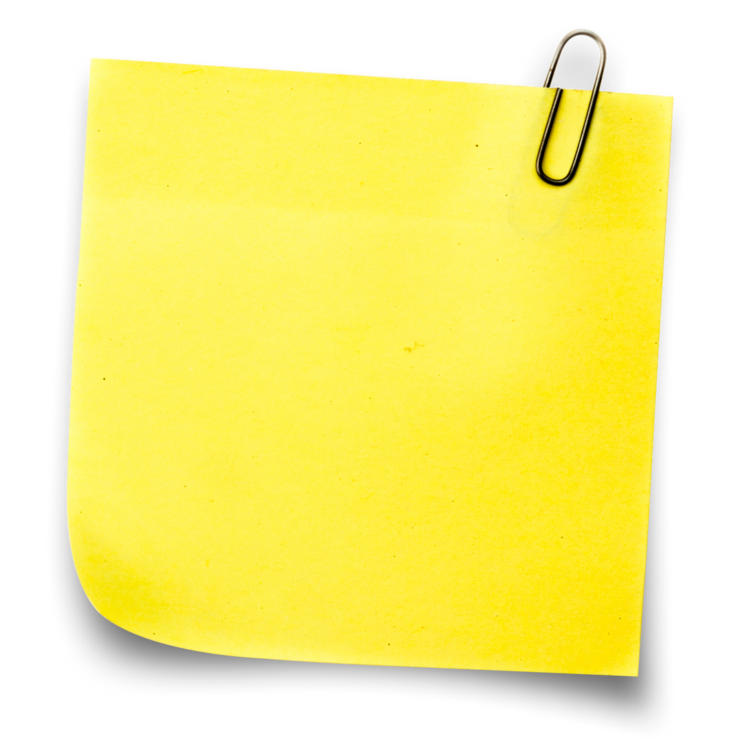 Transparent yellow sticky note with paper clip for reminders - Download Free Stock Images Pikwizard.com