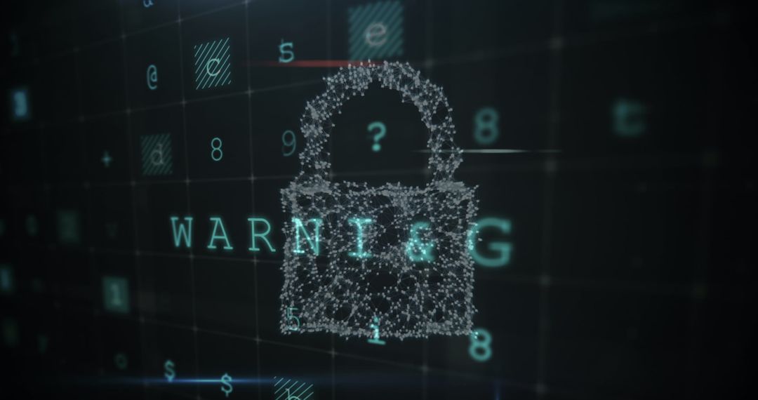 Digital Lock Illustrating Cybersecurity Warning and Data Protection