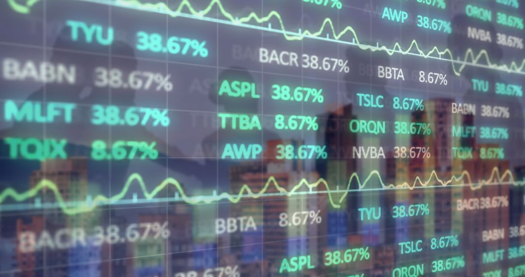Futuristic Stock Market Trading Screen with Neon Graphs