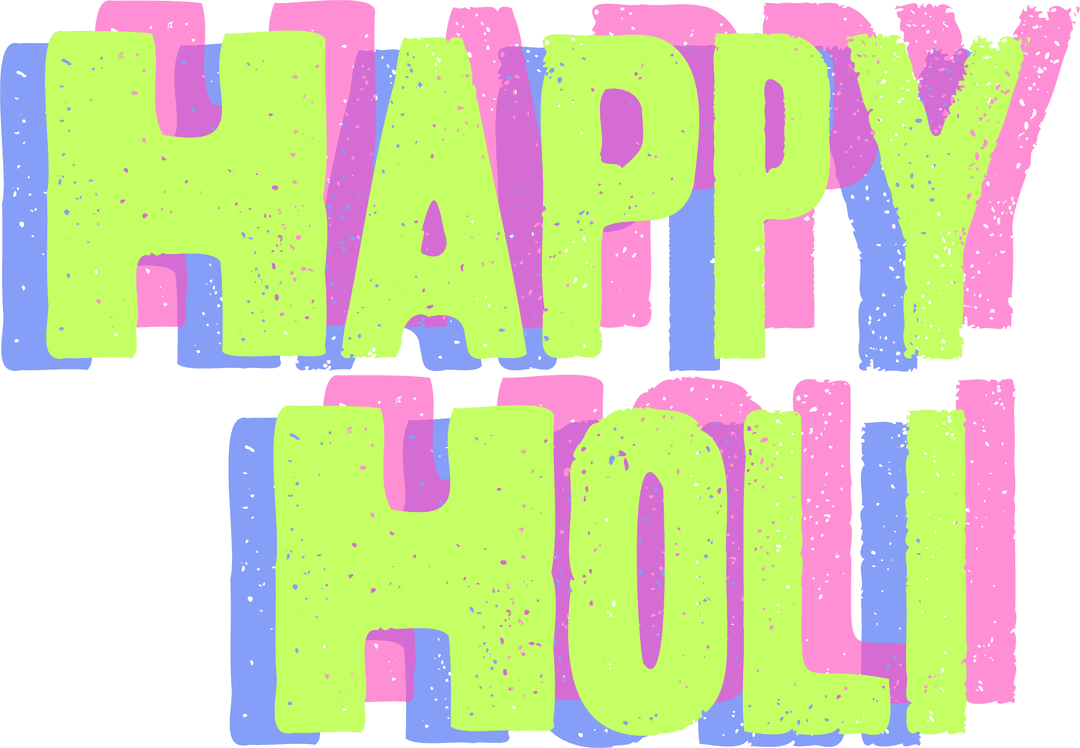 Bold Happy Holi Typography with Neon Pink and Green Glow