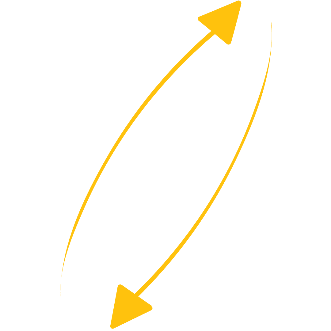 Yellow Curved Arrows Illustration on Transparent Background