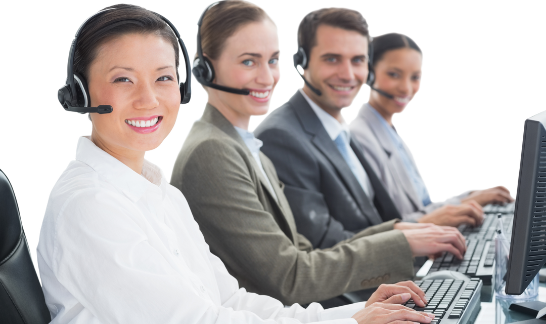 Transparent Call Center Team Using Computers in Office - Download Free Stock Images Pikwizard.com