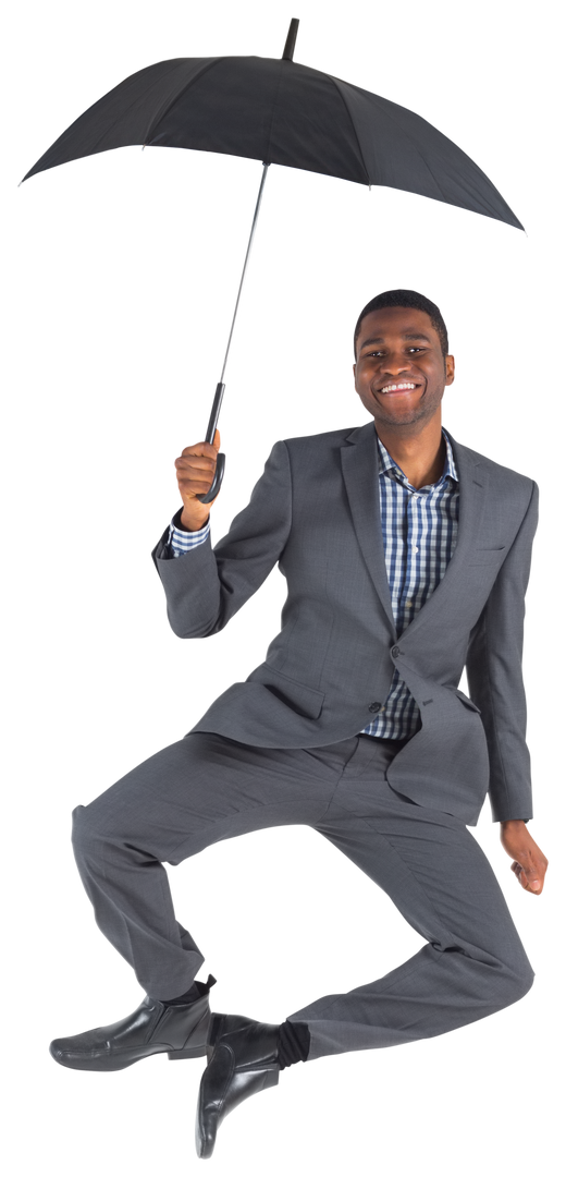 Transparent Smiling Confident Businessman Holding Umbrella - Download Free Stock Images Pikwizard.com