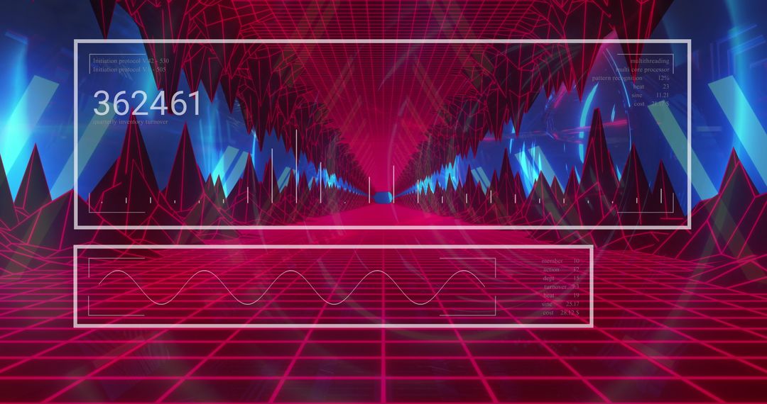 Futuristic Digital Interface Over Virtual Data Tunnel