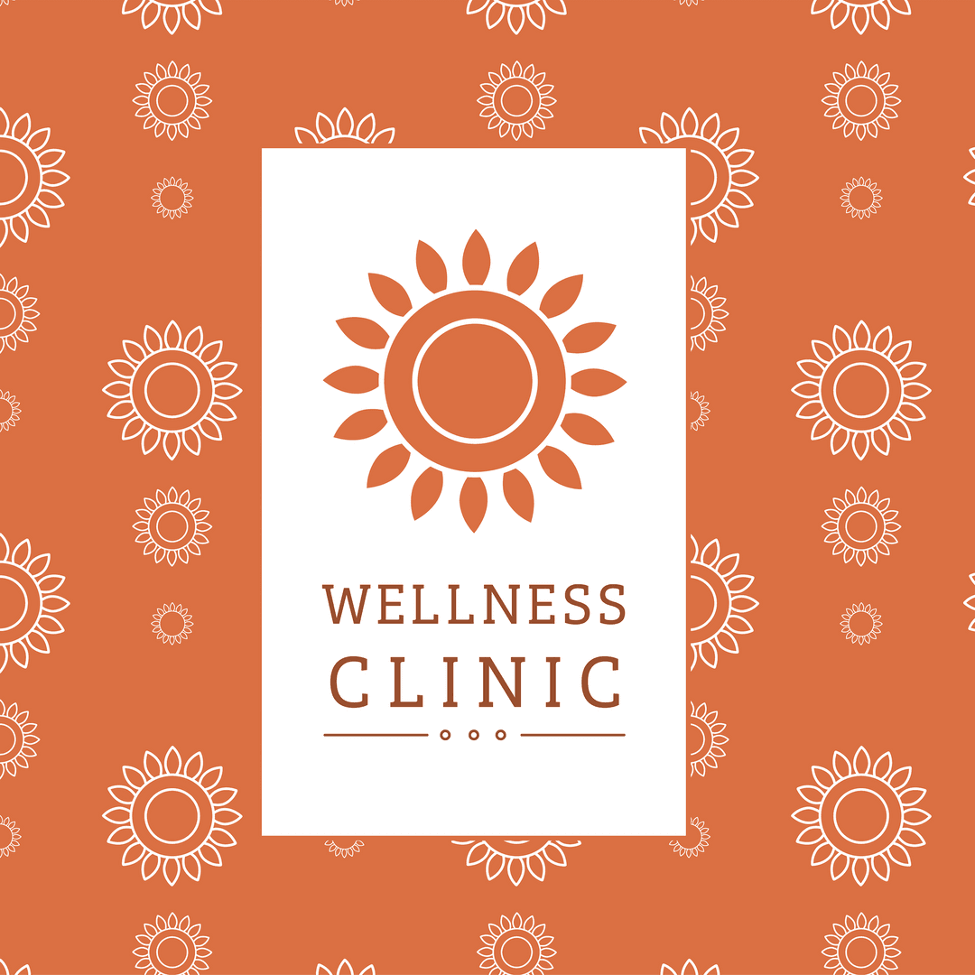 Wellness Clinic Logo with Sun Shapes on Transparent Background